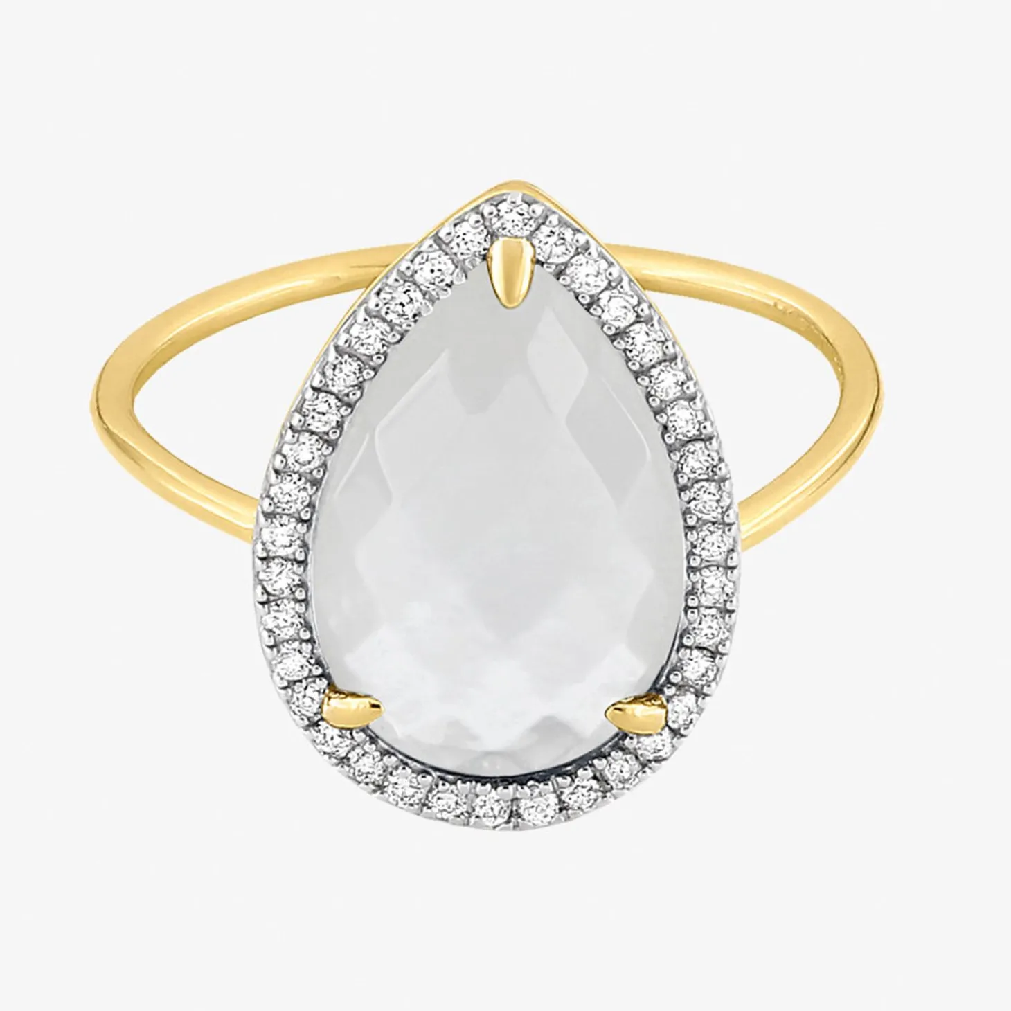 Morganne Bello 18Ct Yellow Gold Alma Pear Mother Of Pearl Diamond Ring^The Alkemistry Flash Sale