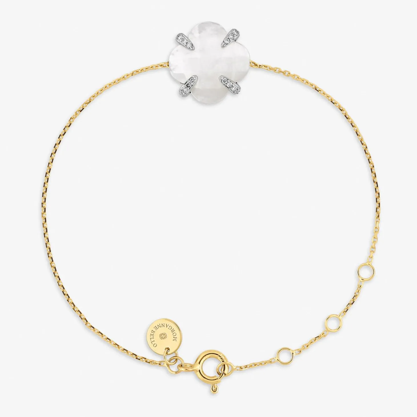 Morganne Bello 18Cy Yellow Gold Victoria Mother Of Pearl Claw Diamond Bracelet^The Alkemistry Shop