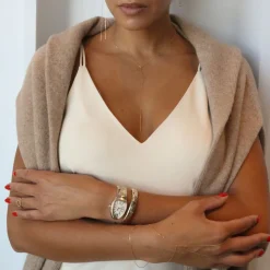 Nude Shimmer - 18Ct Gold, Bar And Fine Shimmer Lariat^The Alkemistry Cheap