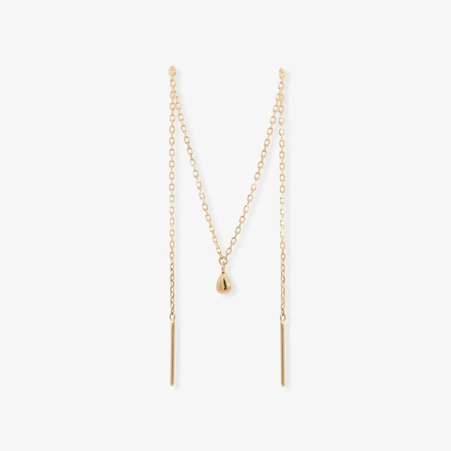 Nude Shimmer - 18Ct Gold, Fine Shimmer Double Piercing Pear Threader (Single)^The Alkemistry Shop