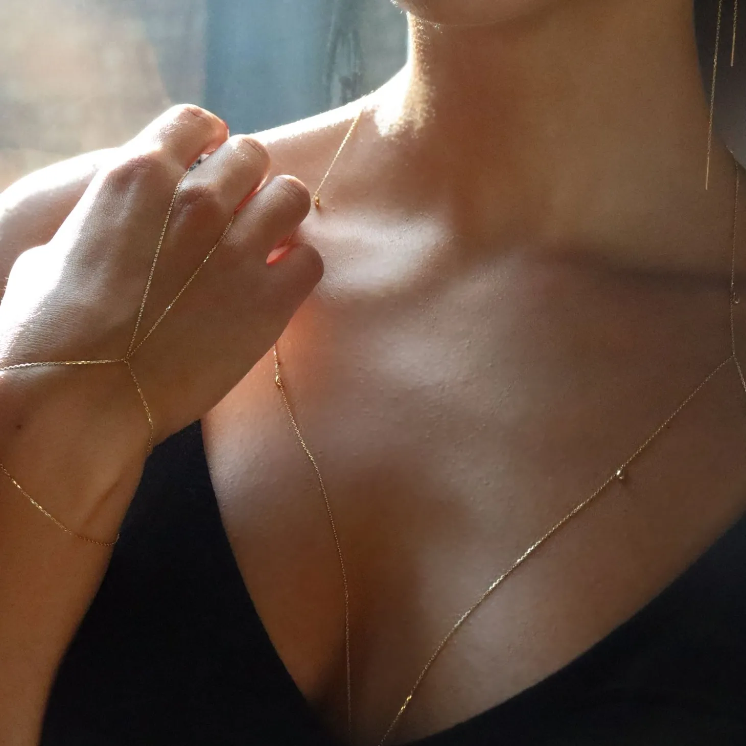 Nude Shimmer - 18Ct Gold, Fine Shimmer Double Hand Bracelet^The Alkemistry Cheap