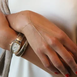 Nude Shimmer - 18Ct Gold, Fine Shimmer Double Hand Bracelet^The Alkemistry Shop
