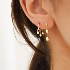 Nude Shimmer - 18Ct Gold, Graduated Pear Drop Earrings (Pair)^The Alkemistry Outlet