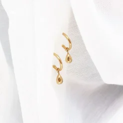 Nude Shimmer - 18Ct Gold, Medium Pear Drop Hoops (Pair)^The Alkemistry Flash Sale