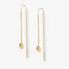 Nude Shimmer - 18Ct Gold, Medium Pear Drop Threader (Pair)^The Alkemistry Discount