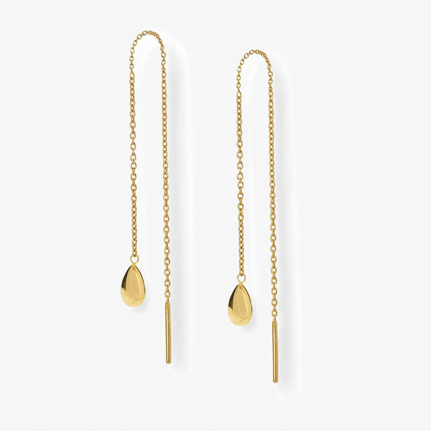 Nude Shimmer - 18Ct Gold, Medium Pear Drop Threader (Pair)^The Alkemistry Discount