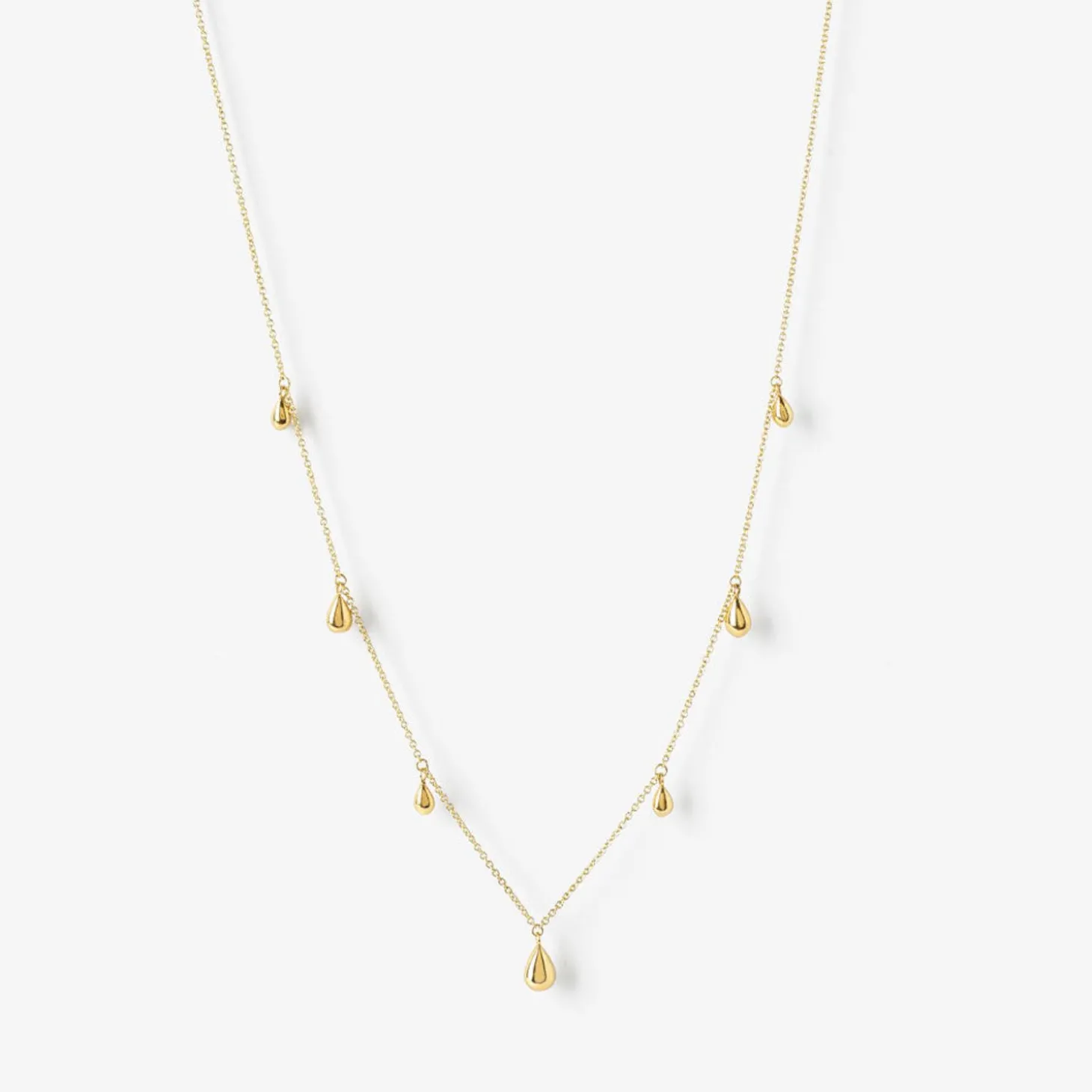Nude Shimmer - 18Ct Gold, Multi Size Pear Drop Fine Shimmer Necklace^The Alkemistry Cheap