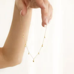 Nude Shimmer - 18Ct Gold, Multi Size Pear Drop Fine Shimmer Necklace^The Alkemistry Cheap