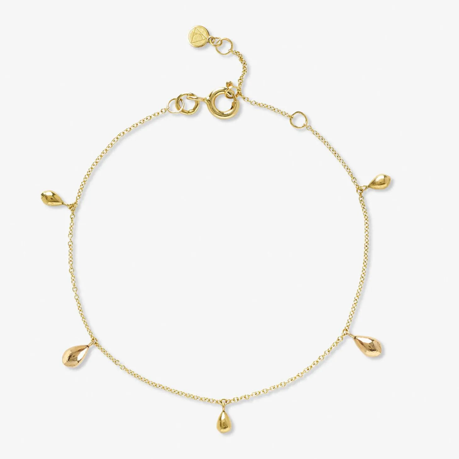 Nude Shimmer - 18Ct Gold, Multi Pear Drop Fine Shimmer Anklet^The Alkemistry Best Sale