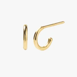 Nude Shimmer - 18Ct Gold, Plain Small Huggie Hoops (Pair)^The Alkemistry Cheap