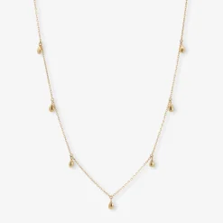 Nude Shimmer - 18Ct Gold, Small Pear Drop Fine Shimmer Necklace^The Alkemistry Discount