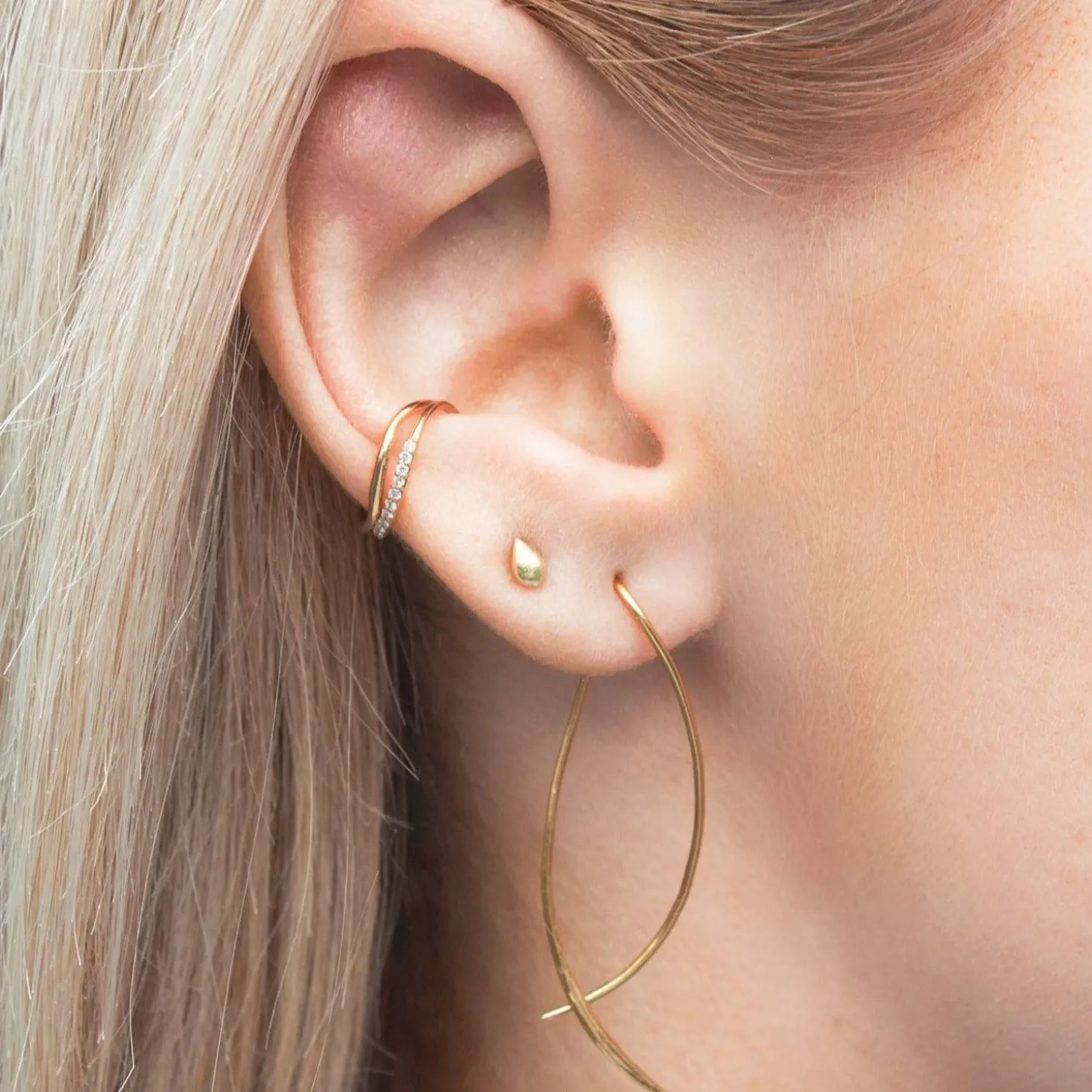 Nude Shimmer - 18Ct Gold, Small Pear Stud Earring (Pair)^The Alkemistry Hot