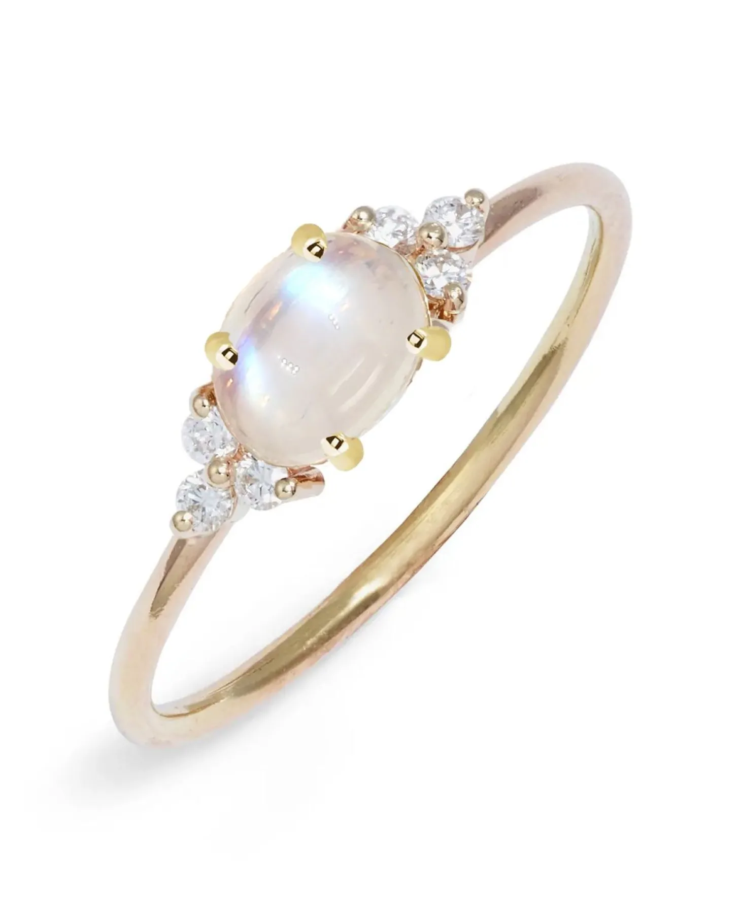 Poppy Finch - 14Ct Gold, Moonstone Diamond Ring^The Alkemistry Outlet