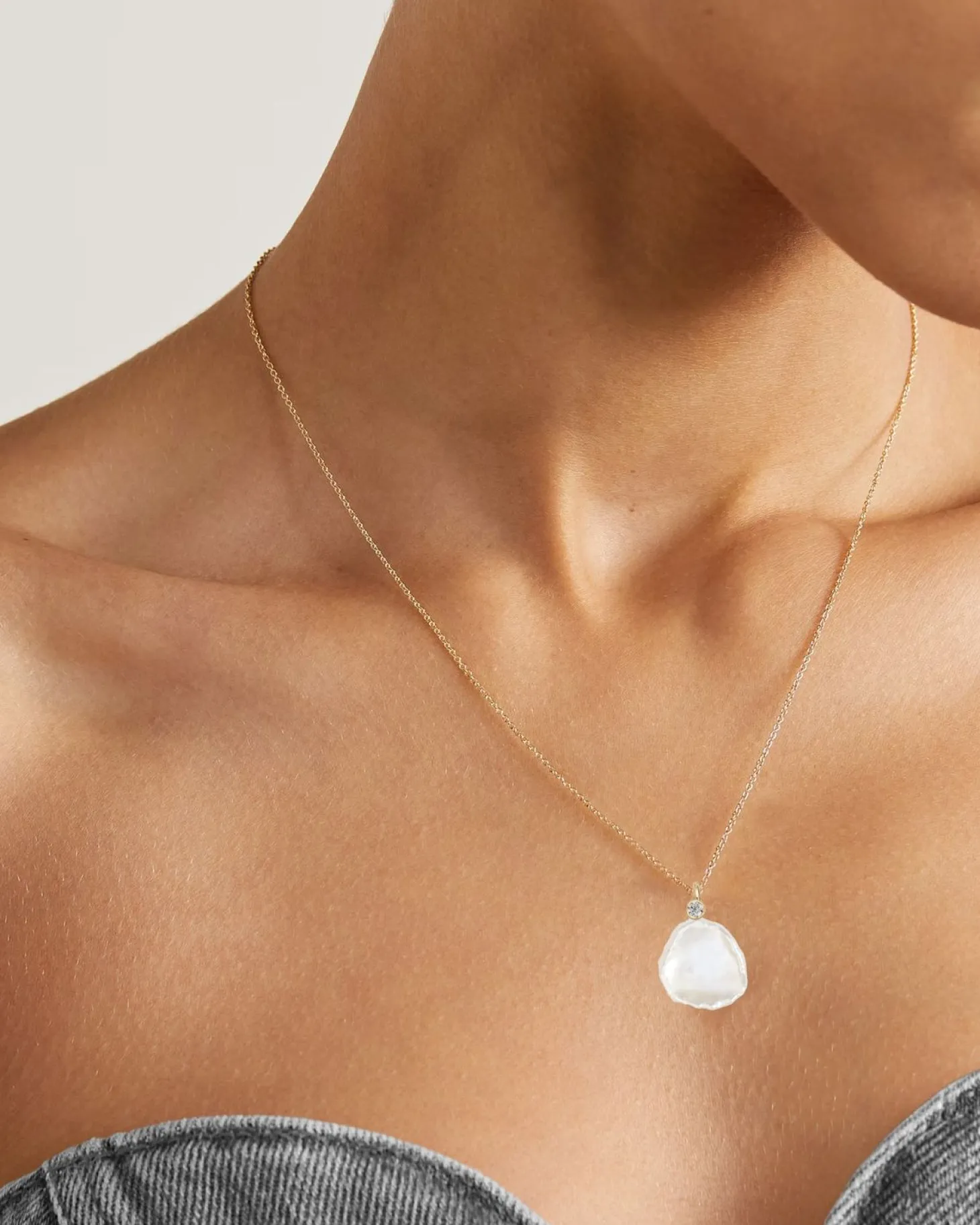 Poppy Finch - 14Ct Gold, Petal Pearl Diamond Necklace^The Alkemistry Best Sale