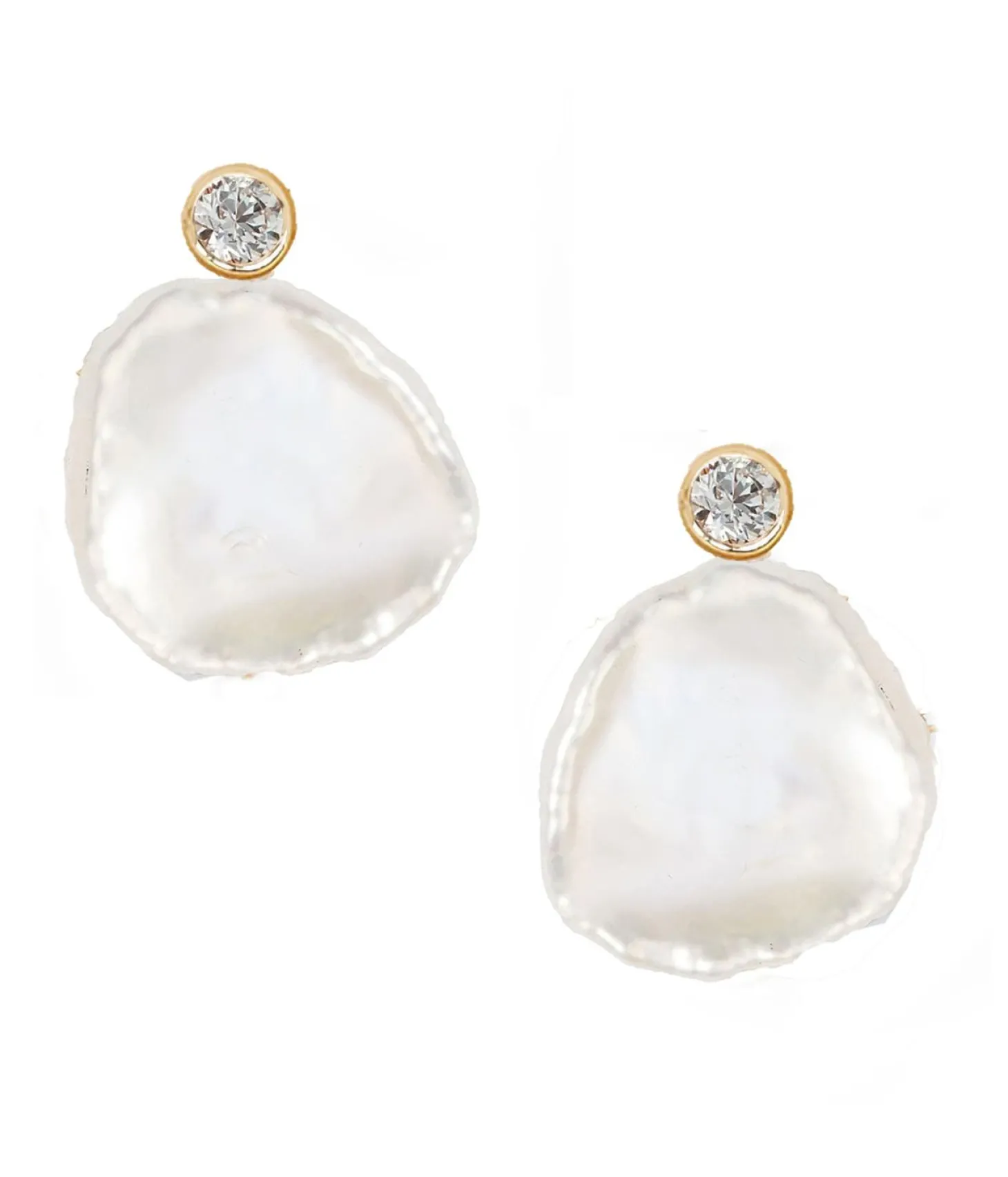 Poppy Finch - 14Ct Gold, Petal Pearl Diamond Earrings (Pair)^The Alkemistry Sale