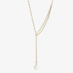 Poppy Finch 14Ct Yellow Gold Shimmer Pearl Pull Through Necklace^The Alkemistry New