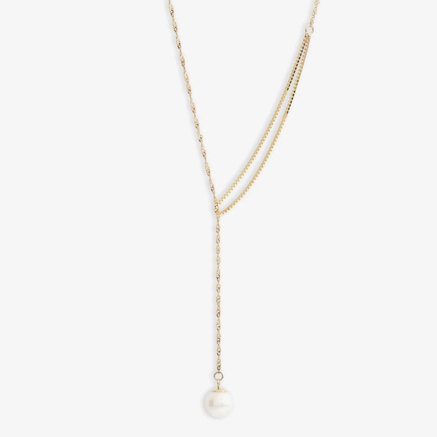 Poppy Finch 14Ct Yellow Gold Shimmer Pearl Pull Through Necklace^The Alkemistry New