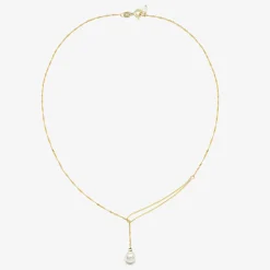 Poppy Finch 14Ct Yellow Gold Shimmer Pearl Pull Through Necklace^The Alkemistry New