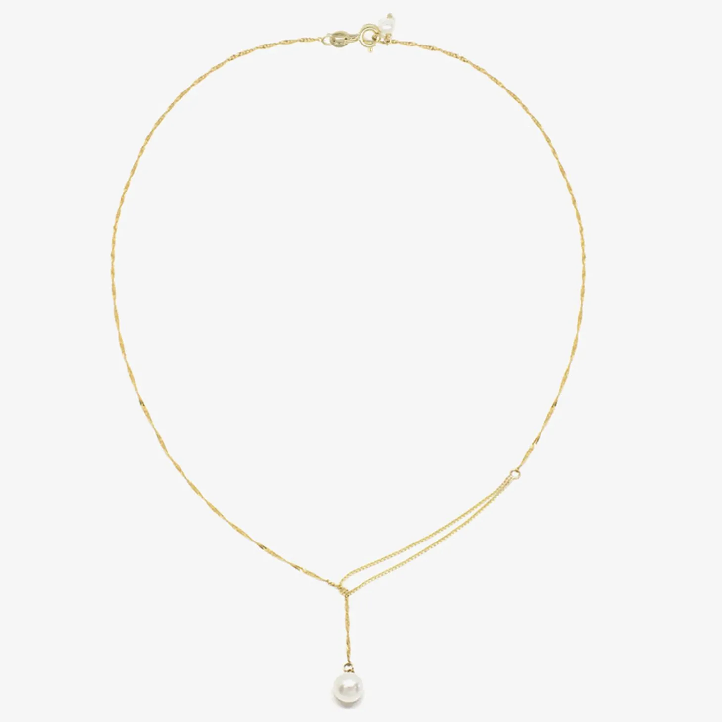 Poppy Finch 14Ct Yellow Gold Shimmer Pearl Pull Through Necklace^The Alkemistry New