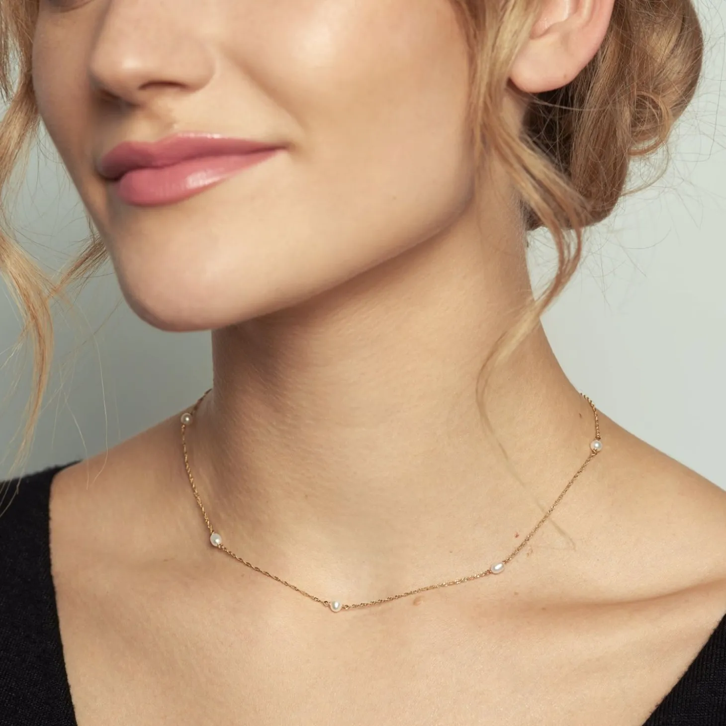 Poppy Finch 14Ct Yellow Gold And Spaced Pearl Shimmer Necklace^The Alkemistry Fashion