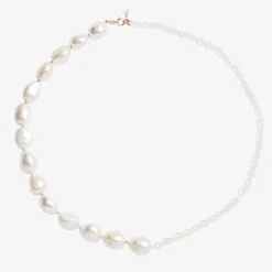 Poppy Finch 14Ct Yellow Gold Half Big Half Small Pearl Necklace^The Alkemistry New