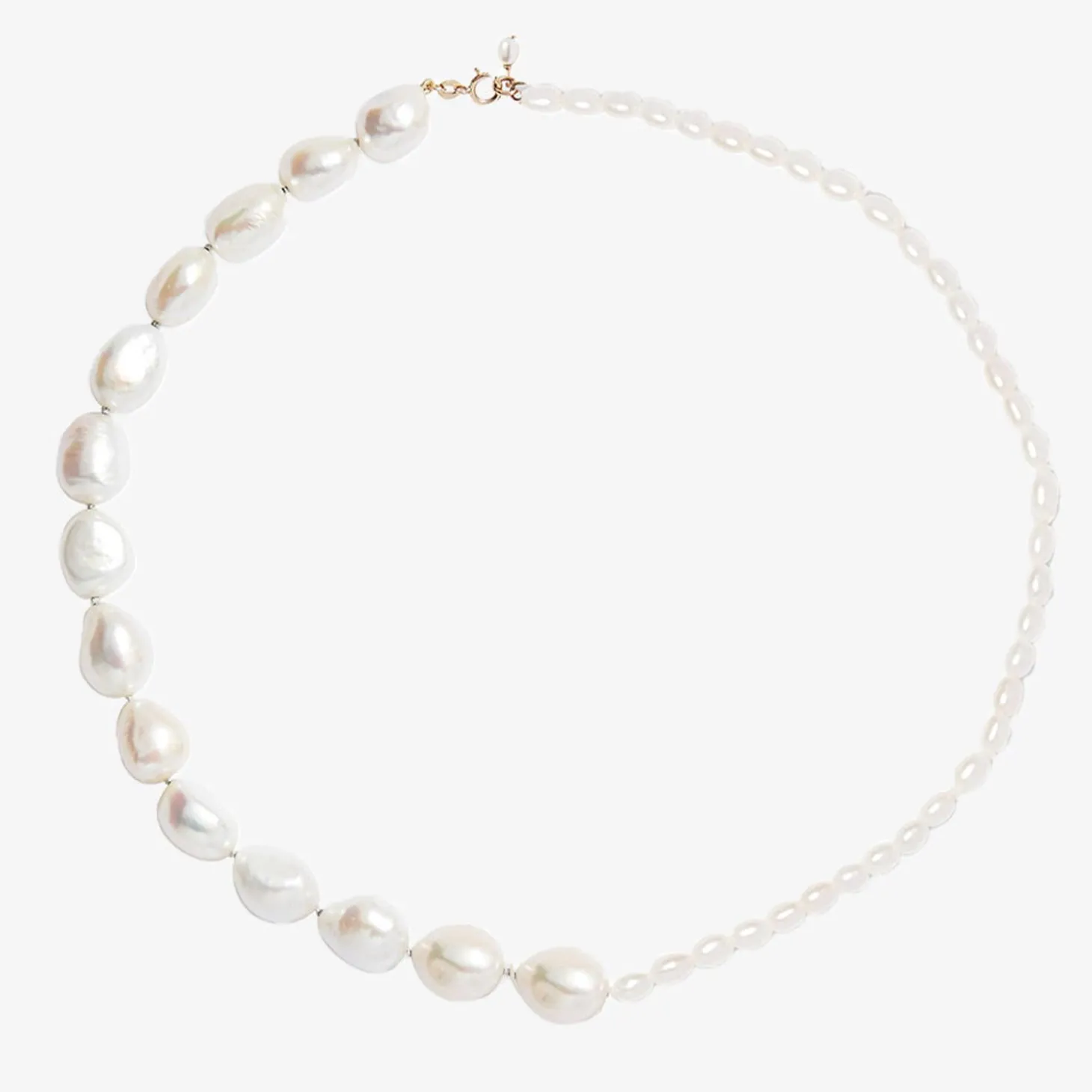 Poppy Finch 14Ct Yellow Gold Half Big Half Small Pearl Necklace^The Alkemistry New