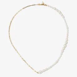 Poppy Finch 14Ct Yellow Gold And Pearl Chain Link Necklace^The Alkemistry Shop