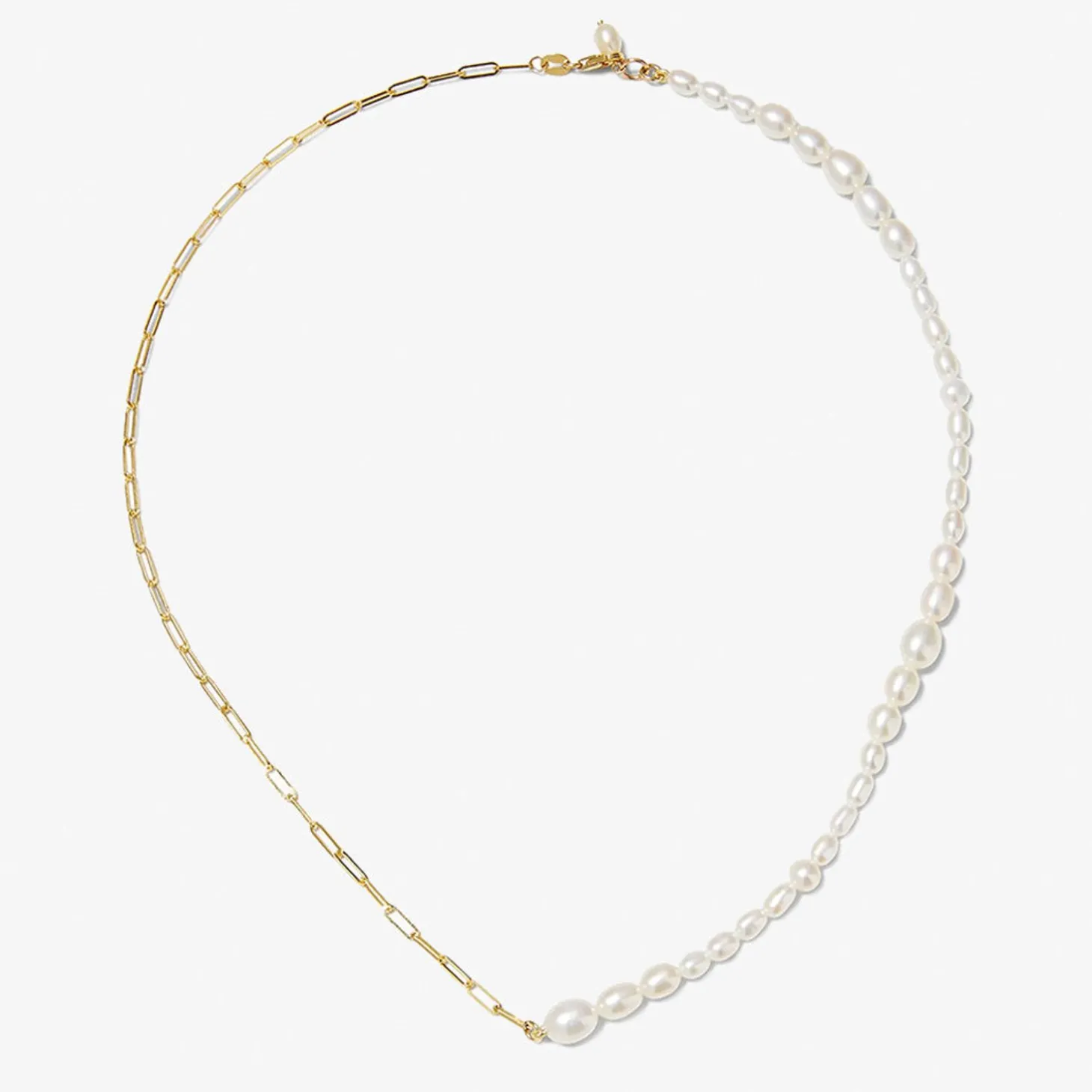 Poppy Finch 14Ct Yellow Gold And Pearl Chain Link Necklace^The Alkemistry Shop