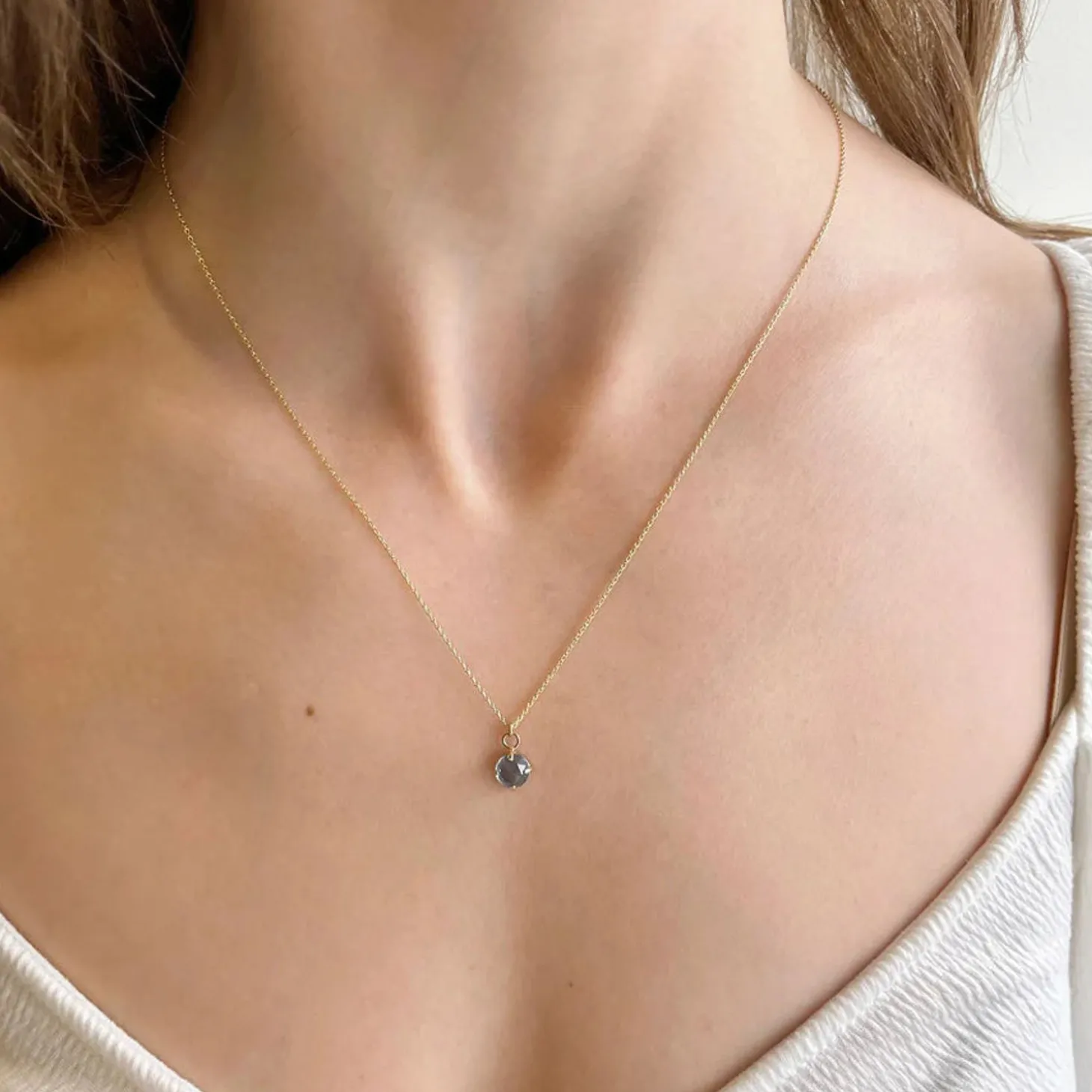 Poppy Finch 14Ct Yellow Gold Rose Cut And Blue Topaz Necklace^The Alkemistry Fashion