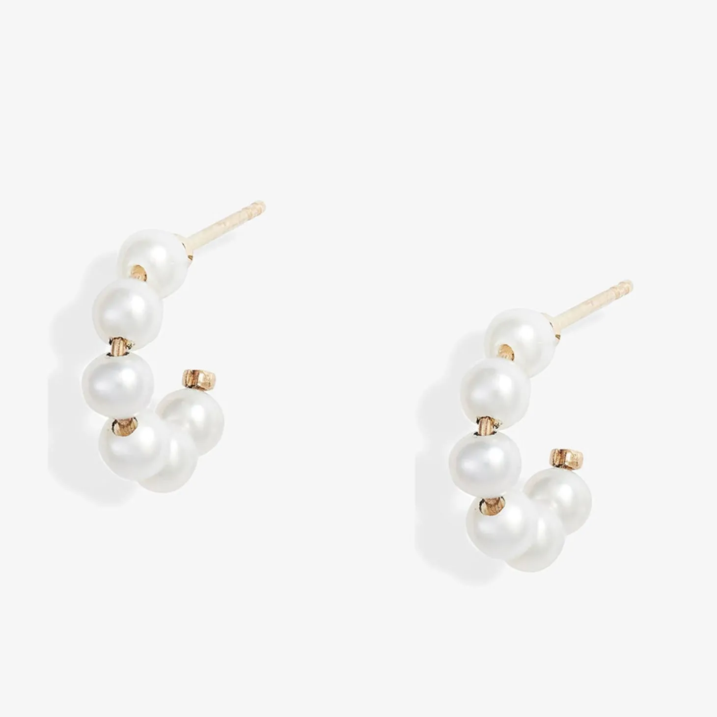 Poppy Finch 14Ct Yellow Gold Mini Baby Pearl Hoop Earrings (Pair)^The Alkemistry Sale