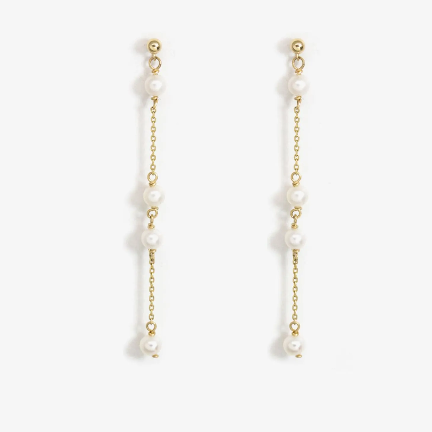 Poppy Finch 14Ct Yellow Gold And Spaced Pearl Drop Earrings (Pair)^The Alkemistry Discount