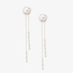 Poppy Finch 14Ct Yellow Gold Petal Pearl Earrings With Keshi Jackets (Pair)^The Alkemistry Store