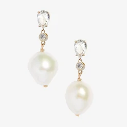 Poppy Finch 14Ct Yellow Gold Pear Cut White Topaz And Pear Earrings^The Alkemistry Outlet