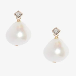 Poppy Finch 14Ct Yellow Gold Princess Diamond And Pearl Earrings^The Alkemistry Cheap
