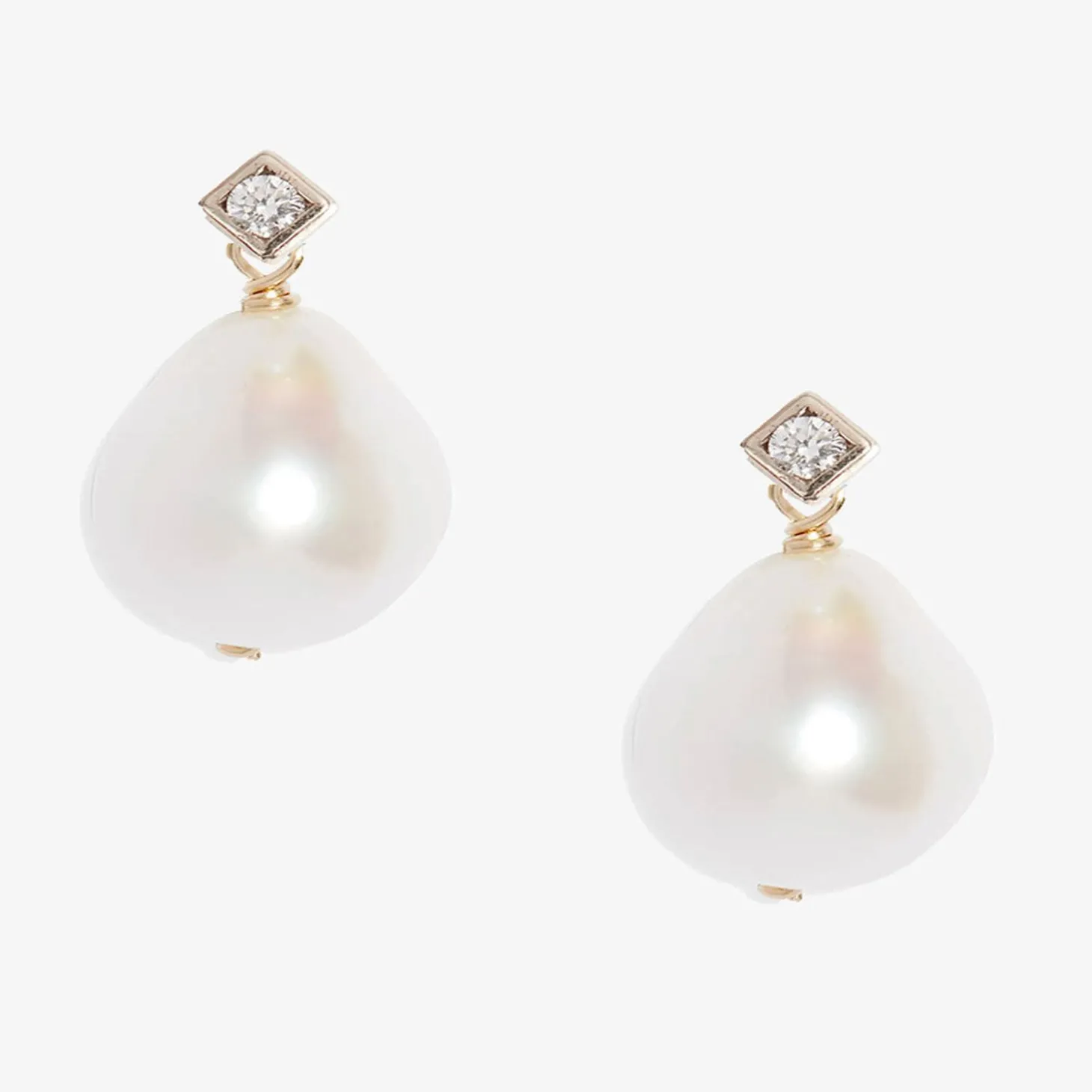 Poppy Finch 14Ct Yellow Gold Princess Diamond And Pearl Earrings^The Alkemistry Cheap