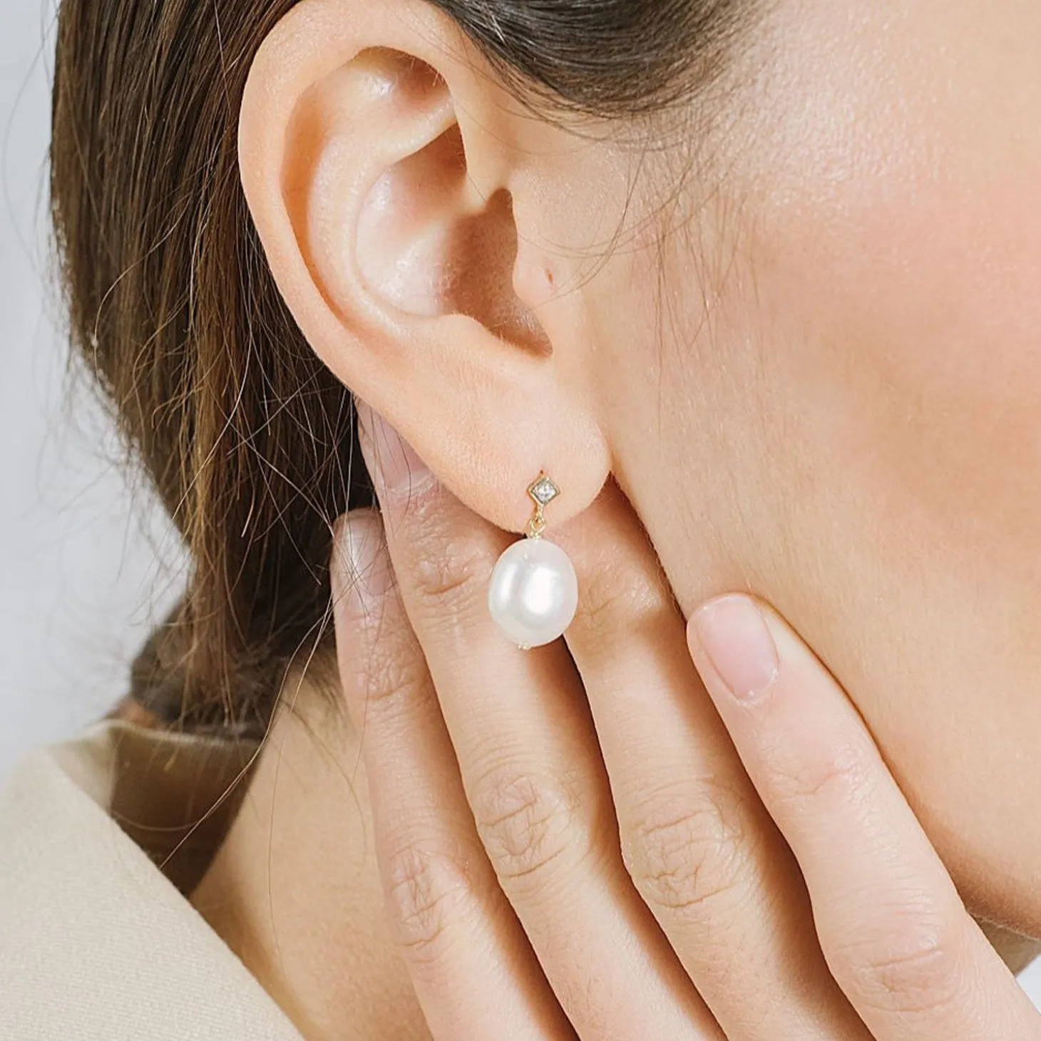 Poppy Finch 14Ct Yellow Gold Princess Diamond And Pearl Earrings^The Alkemistry Cheap
