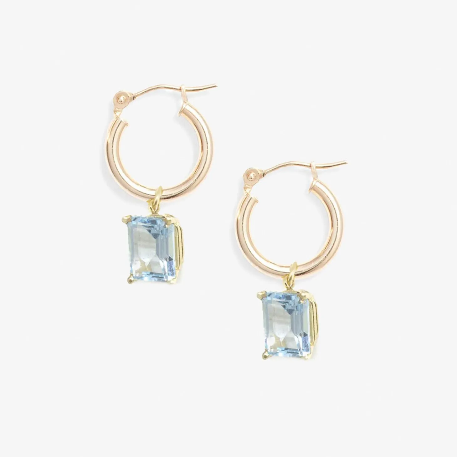 Poppy Finch 14Ct Yellow Gold Rose Cut And Blue Topaz Hoop Earrings (Pair)^The Alkemistry Online