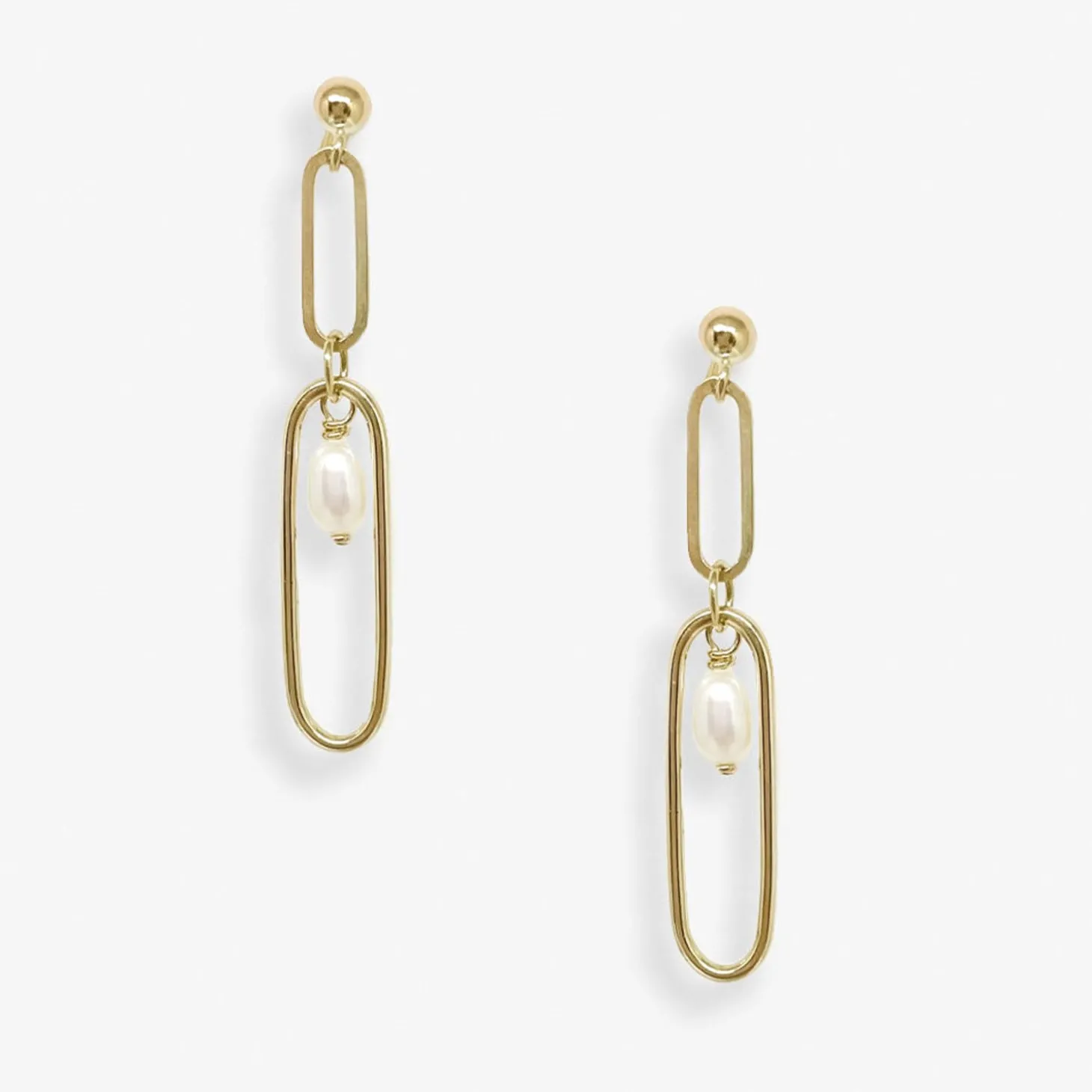 Poppy Finch 14Ct Yellow Gold Long Link Pearl Dangle Earrings (Pair)^The Alkemistry Cheap
