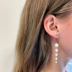 Poppy Finch 14Ct Yellow Gold Round Gradual Pearl Dangle Earrings (Pair)^The Alkemistry Online
