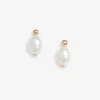 Poppy Finch 14Ct Yellow Gold Oval Pearl Studs Earrings (Pair)^The Alkemistry Fashion