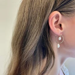 Poppy Finch 14Ct Yellow Gold Double Pearl Hoop Dangle Earrings (Pair)^The Alkemistry Hot