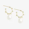 Poppy Finch 14Ct Yellow Gold Beaded Huggies With Oval Pearls (Pair)^The Alkemistry Fashion