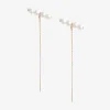 Poppy Finch 14Ct Yellow Gold Baby Pearl Bar Threader Earrings (Pair)^The Alkemistry Discount