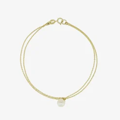 Poppy Finch 14Ct Yellow Gold Double Chain Pearl Drop Bracelet^The Alkemistry Hot