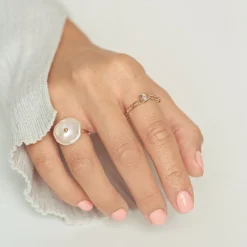 Poppy Finch 14Ct Yellow Gold And Petal Pearl Ring^The Alkemistry New