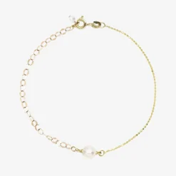 Poppy Finch 14Ct Yellow Gold Oval Pearl Chain Bracelet^The Alkemistry Shop