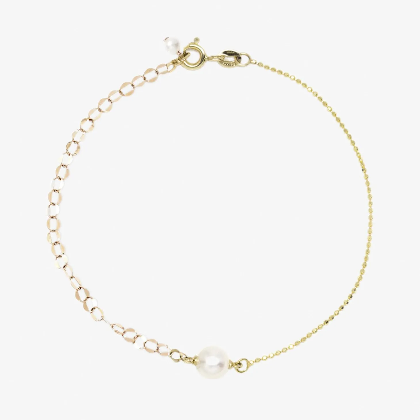 Poppy Finch 14Ct Yellow Gold Oval Pearl Chain Bracelet^The Alkemistry Shop