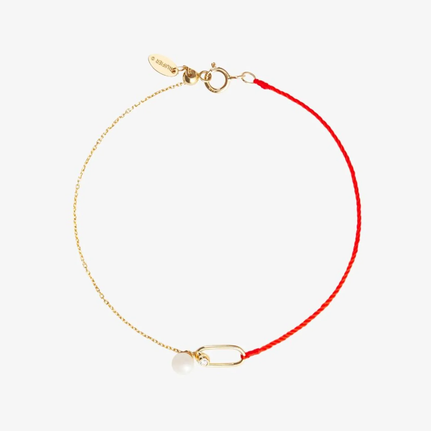 Ruifier 18Ct Yellow Gold Astra Moonlight Pearl And Diamond Red Cord And Chain Bracelet^The Alkemistry Cheap