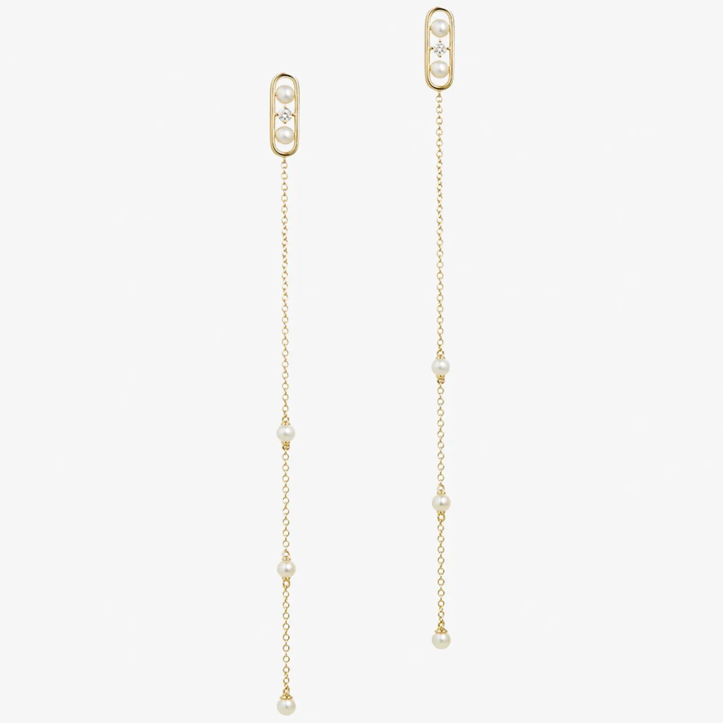 Ruifier 18Ct Yellow Gold Morning Dew Pearl And Diamond Drop Chain Earrings (Pair)^The Alkemistry Discount