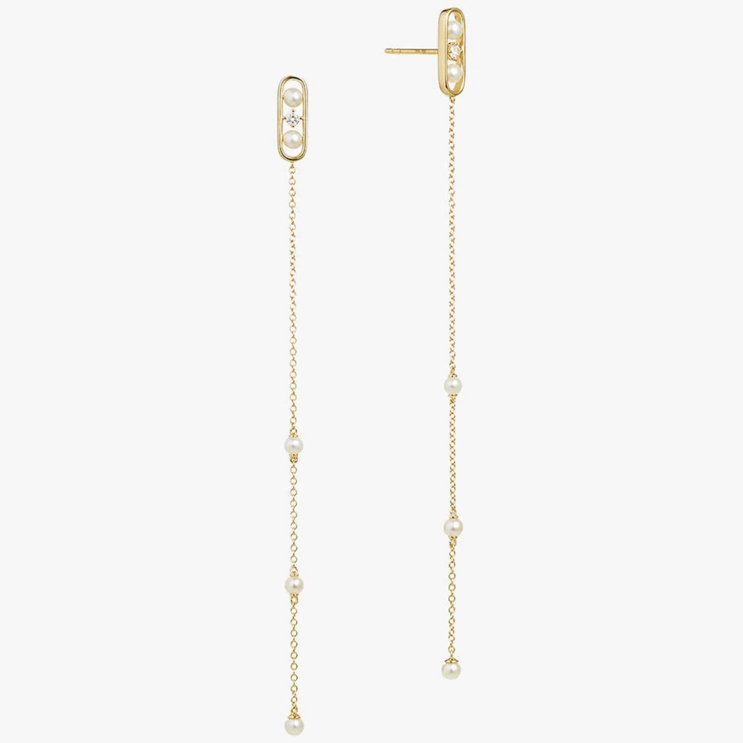 Ruifier 18Ct Yellow Gold Morning Dew Pearl And Diamond Drop Chain Earrings (Pair)^The Alkemistry Discount